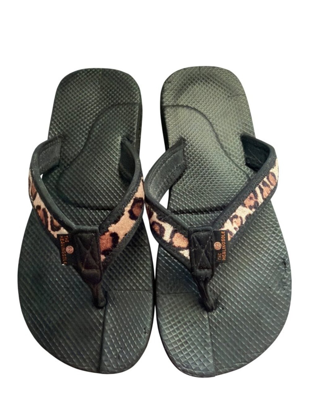 The Healing Sole Womens FlipFlops Sz 8 Therapeutic Plantar Fasciitis Leopard Prt